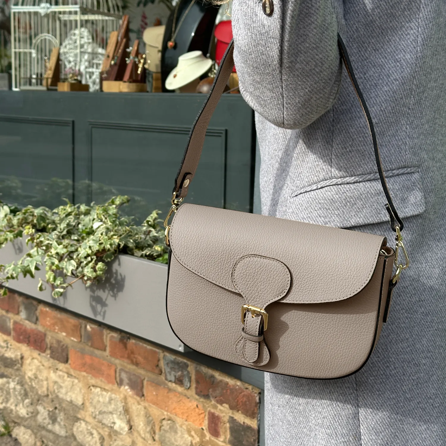 Alice Leather Crossbody Bag - Taupe