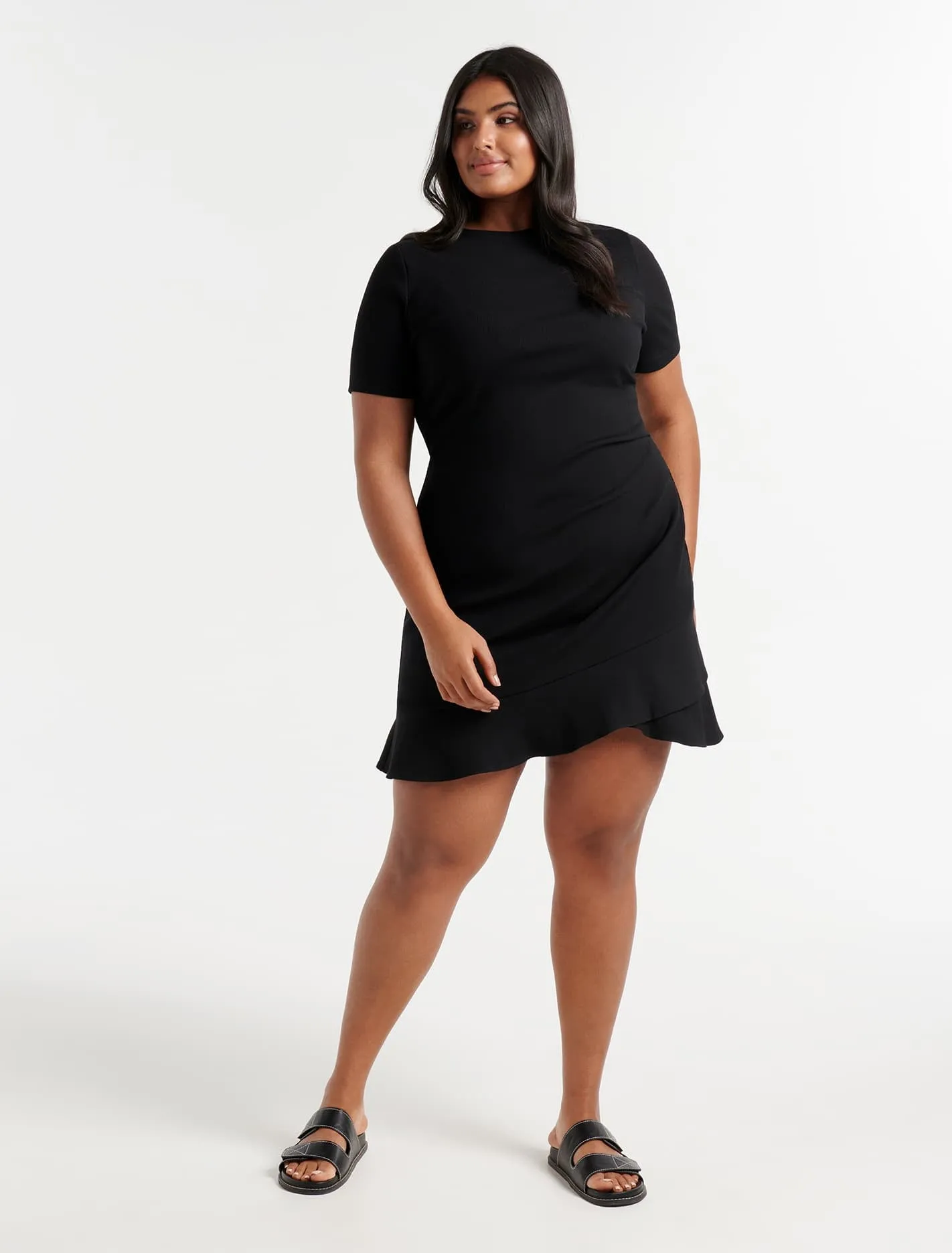 Annie Curve Rib Short Sleeve Dress