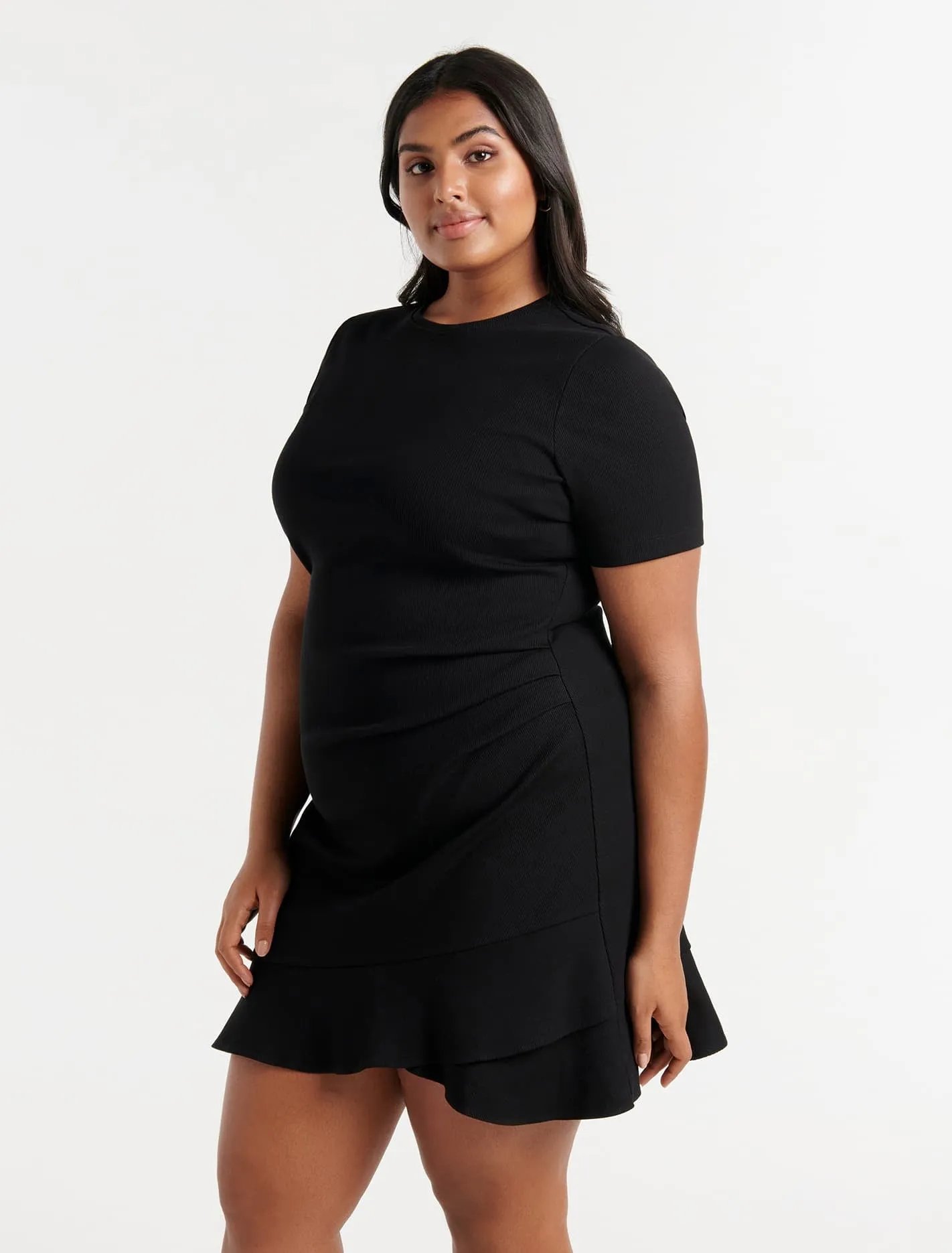 Annie Curve Rib Short Sleeve Dress