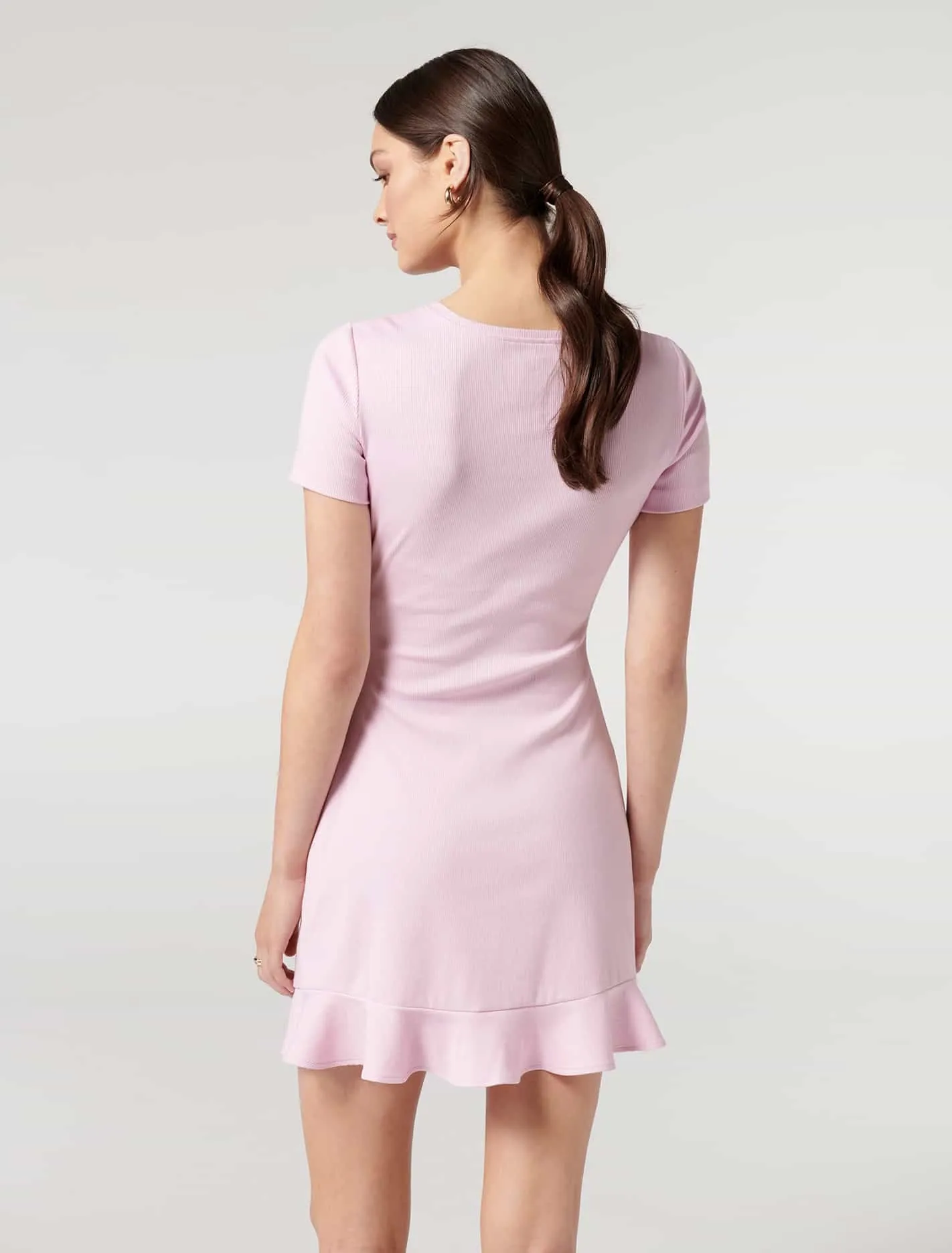 Annie Rib Short Sleeve Frill Dress