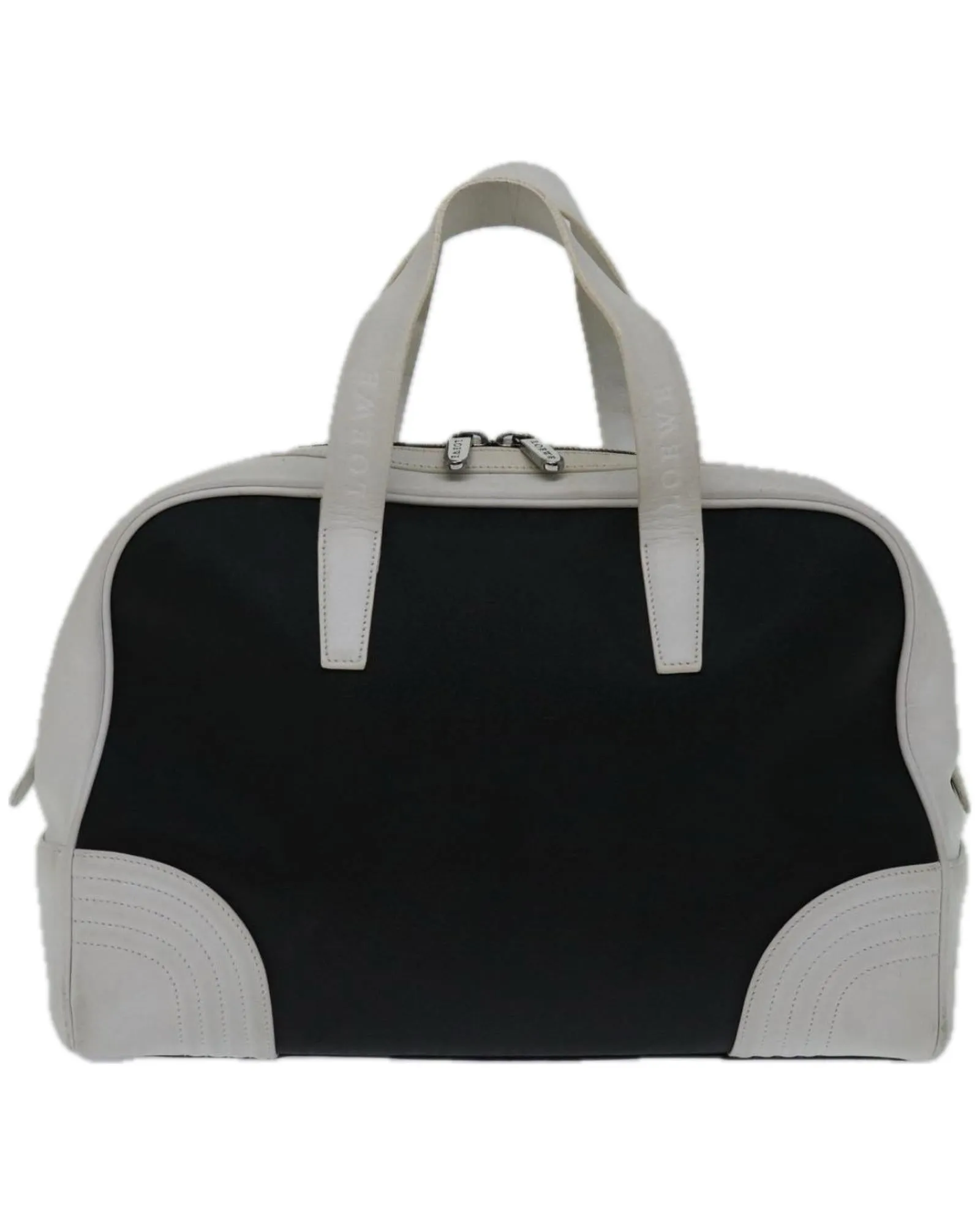 Authentic Loewe PVC and Canvas Anagram Hand Bag in Black and White