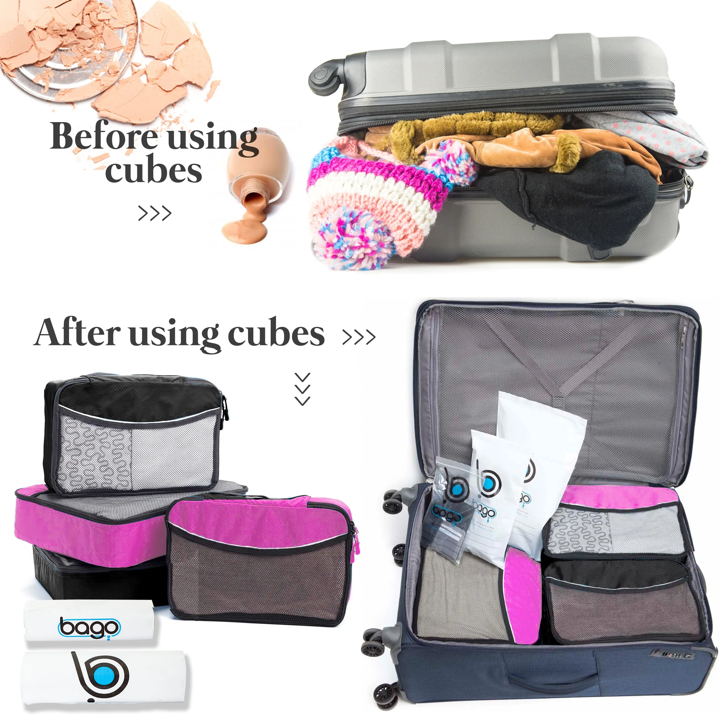 Bago Packing Cubes for Travel Bags - Luggage Organizer 7 pcs Set