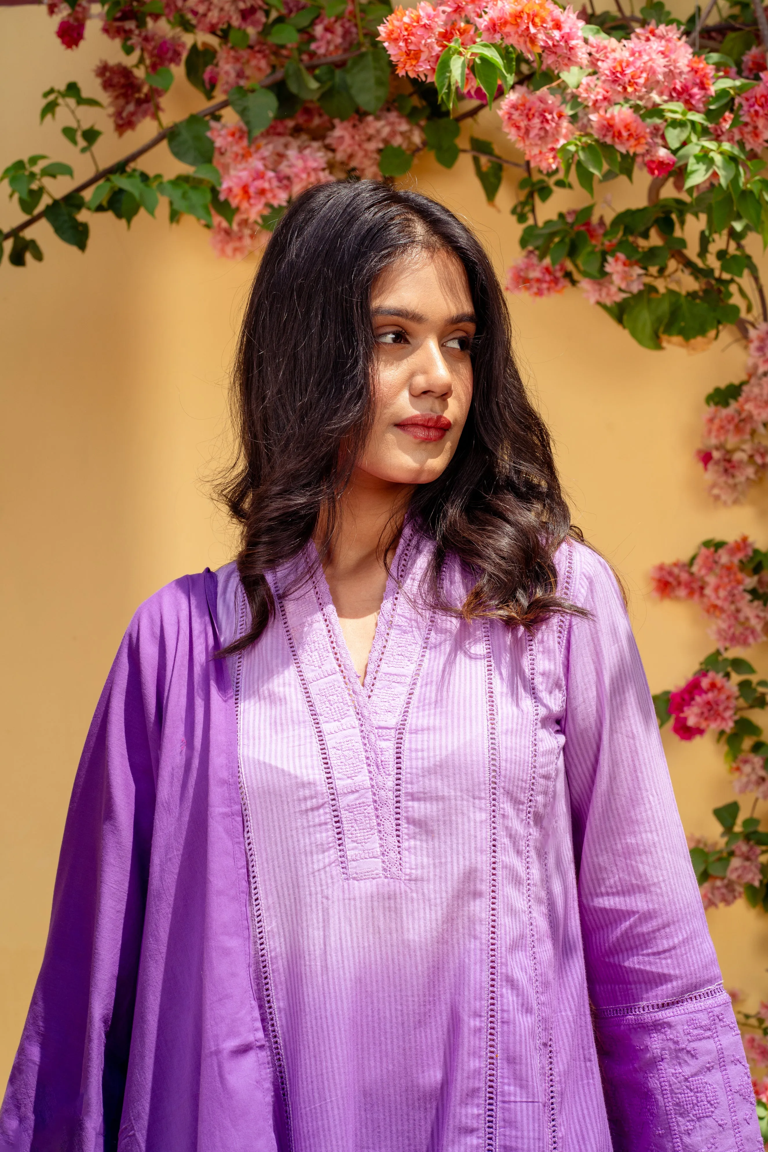 Bahaar Purple Ombre Cotton Suit Set