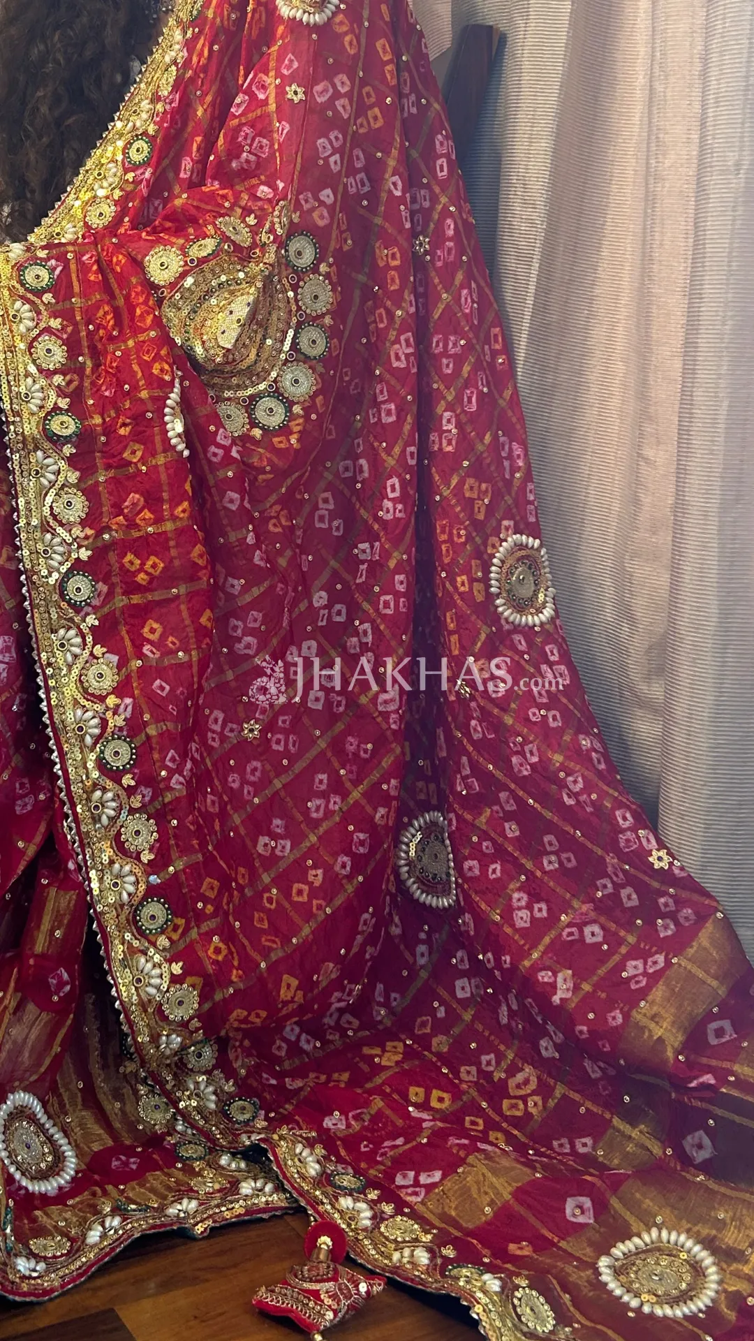 Bandhej Silk Red Marwadi Wedding Chunri