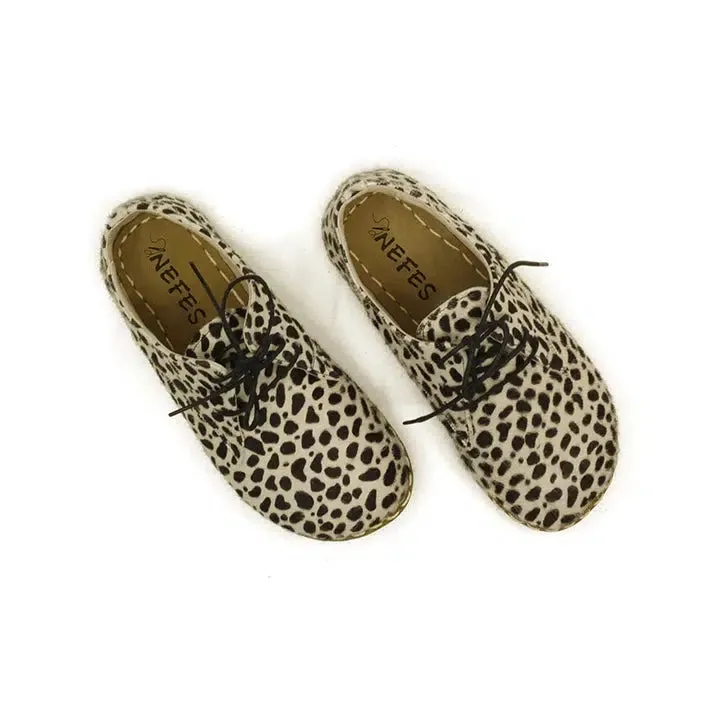 Barefoot Oxford Shoes Women - Laced Leopard Style