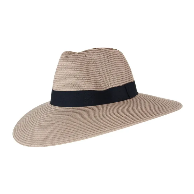 Before Dark Fiona Wide Brim Fedora - Taupe/Black