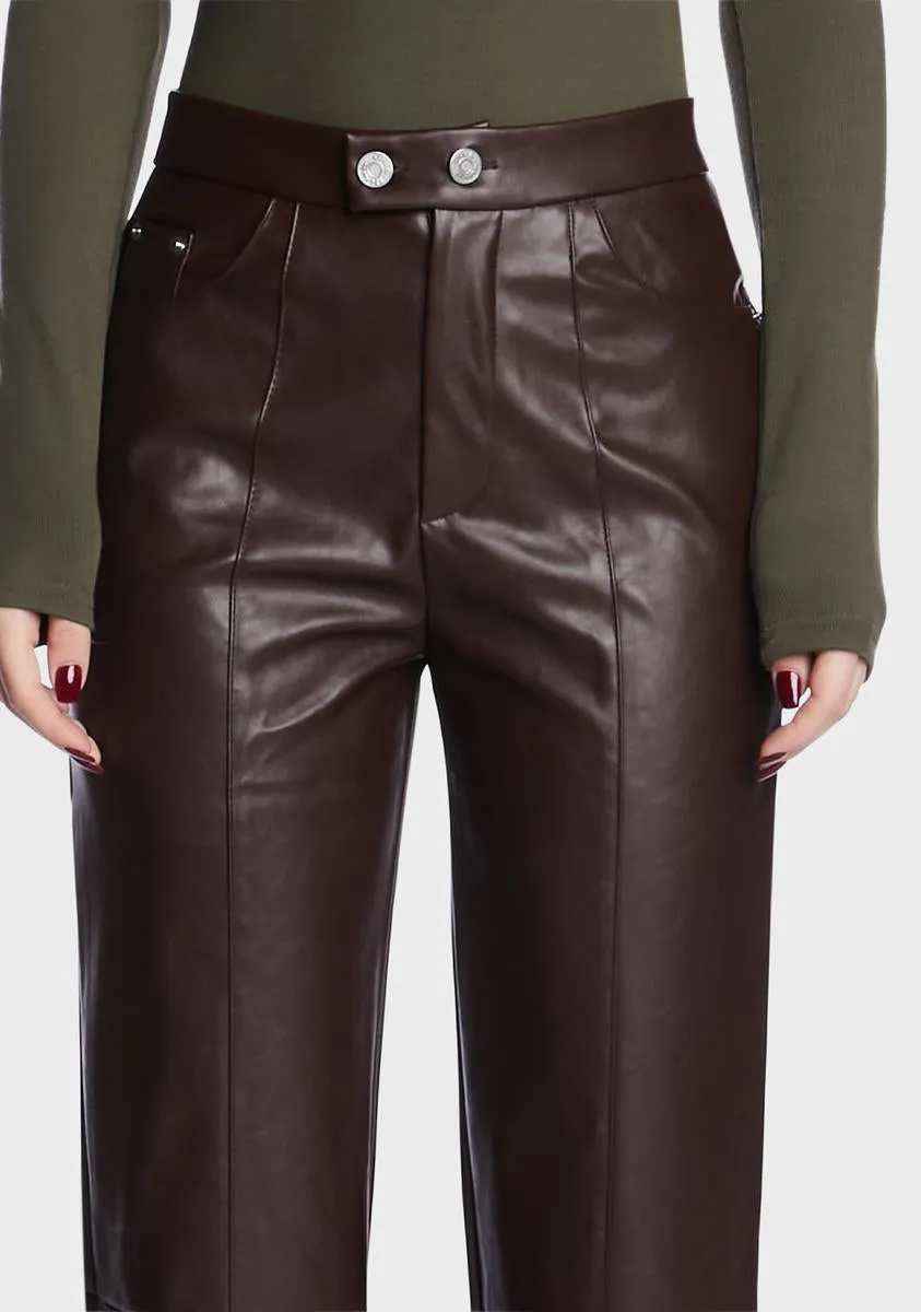 Belva High Waist Faux Leather Trousers