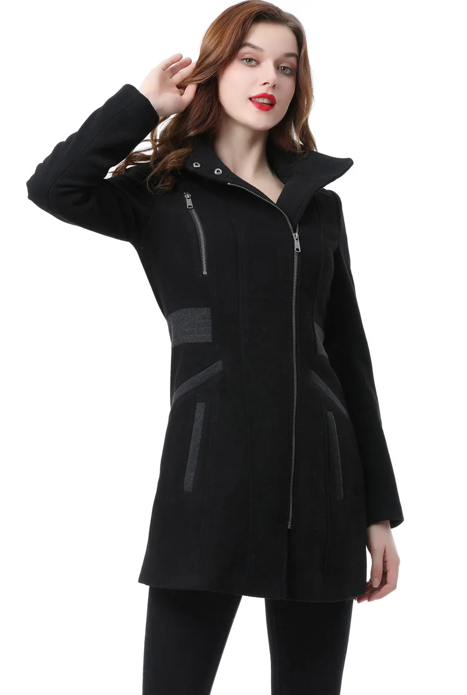 BGSD Women Carrie Wool Color Block Coat