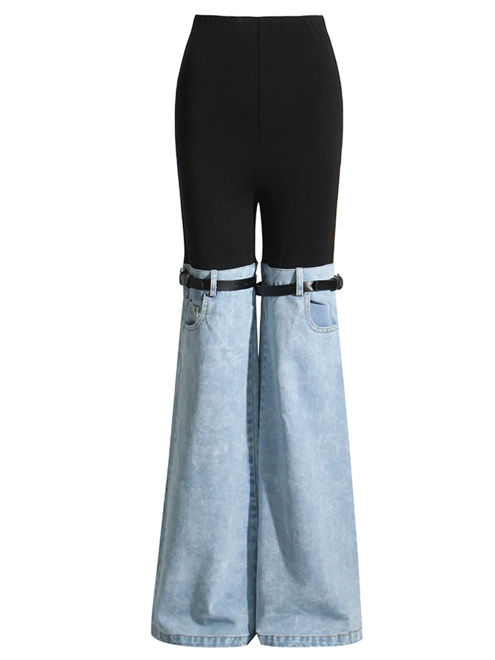 BICOLORE Patchwork Trousers in Denim & Black