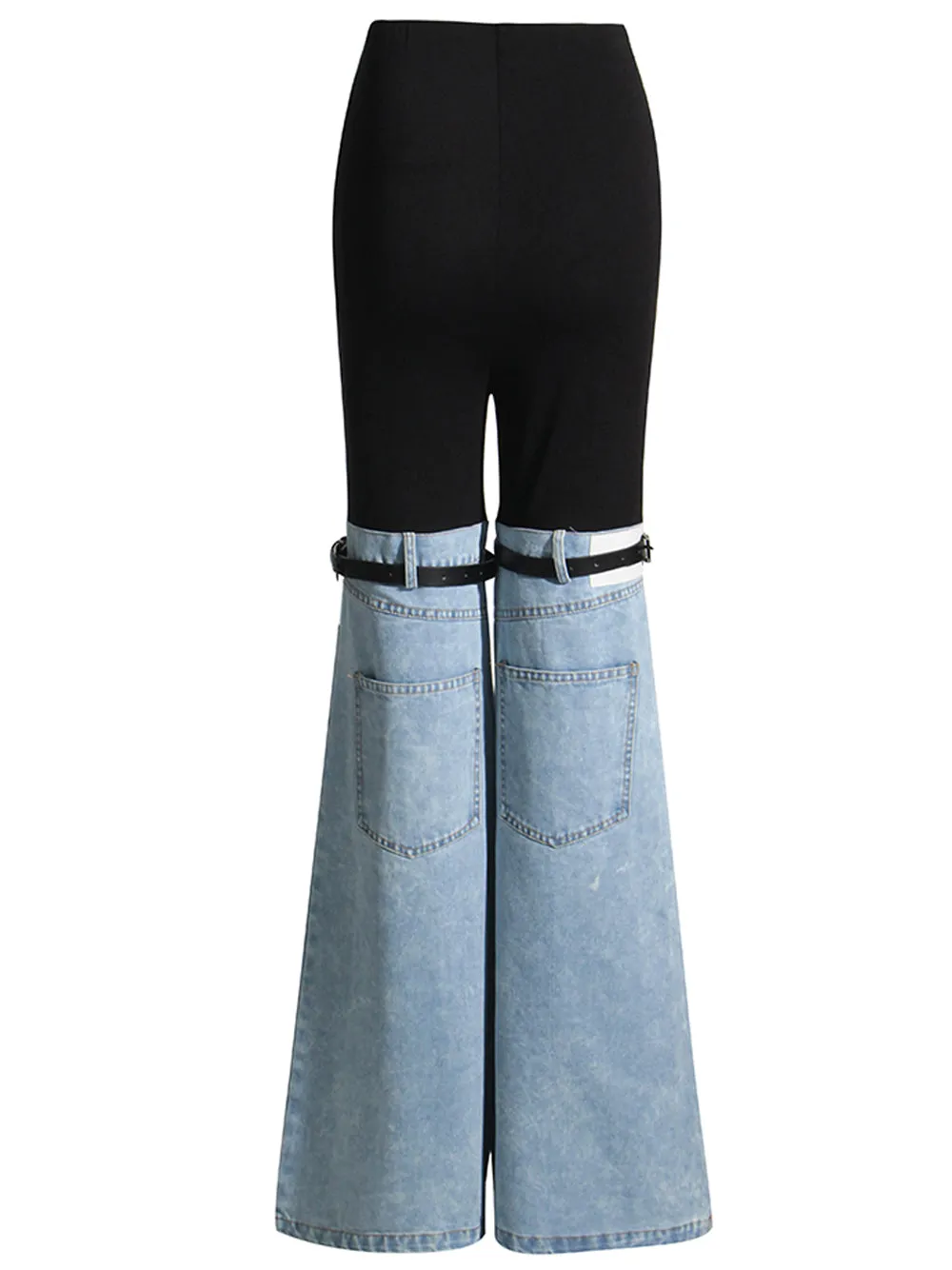 BICOLORE Patchwork Trousers in Denim & Black