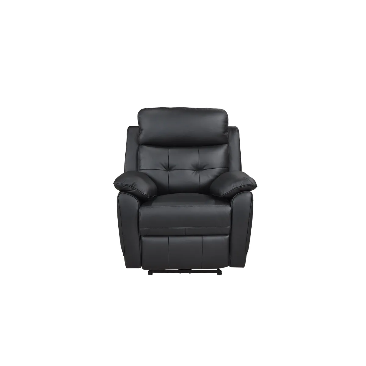 Black Leather Power Reclining Chair with USB Ports