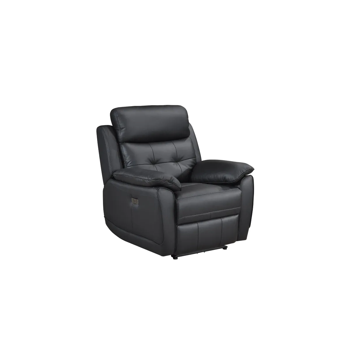 Black Leather Power Reclining Chair with USB Ports