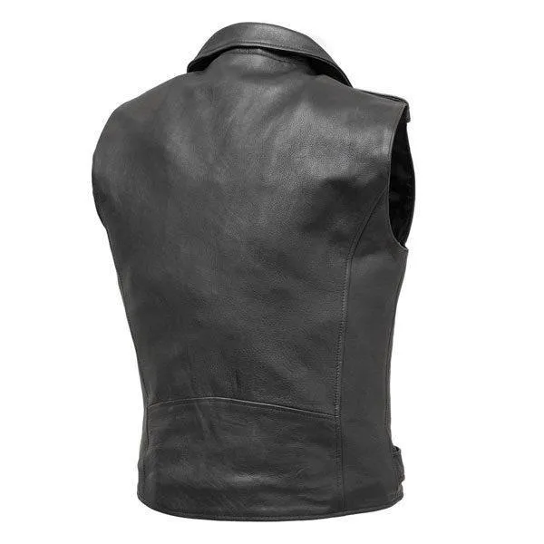 Black Mens Motorcycle Leather Vest