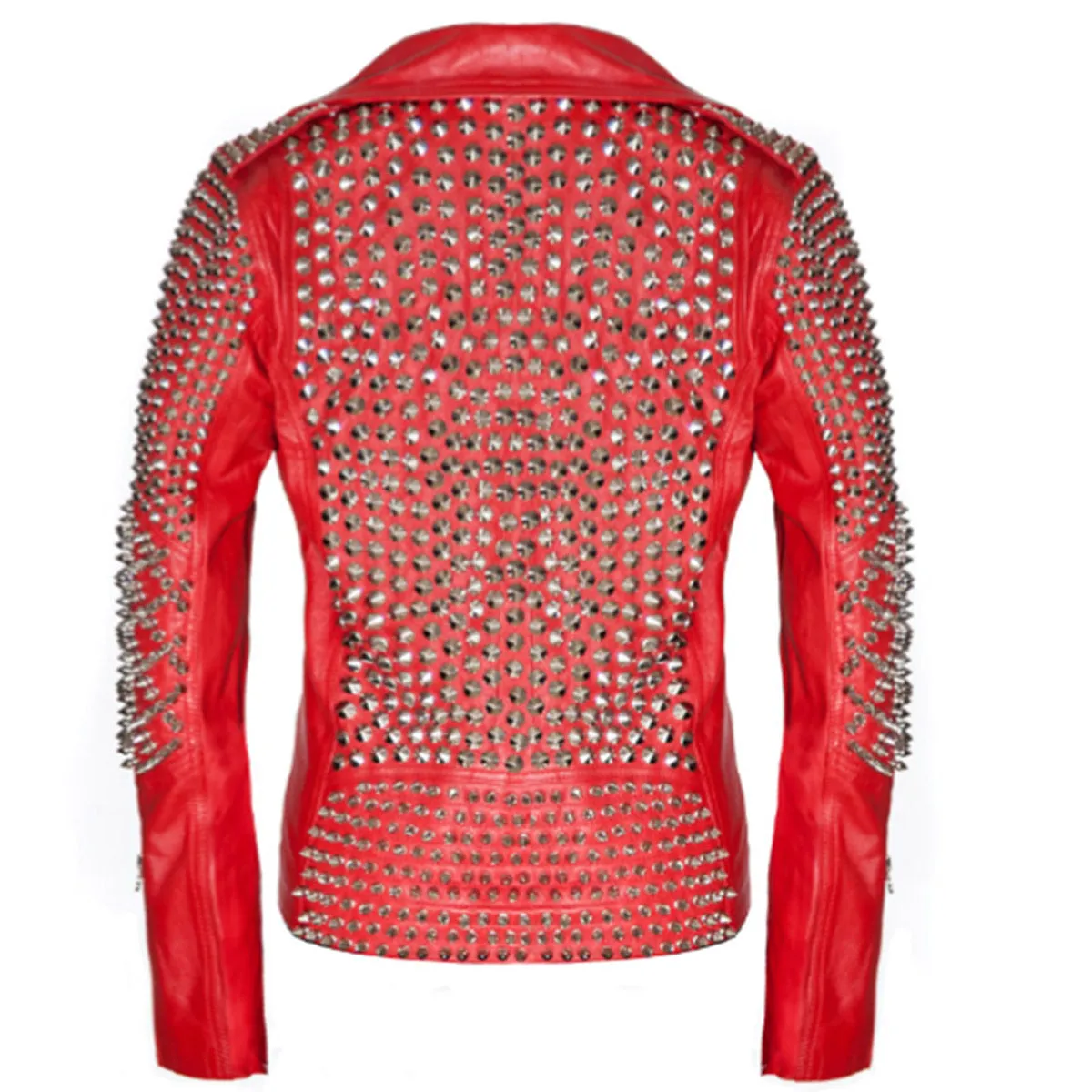 Brando Studded Leather Red Biker Jacket