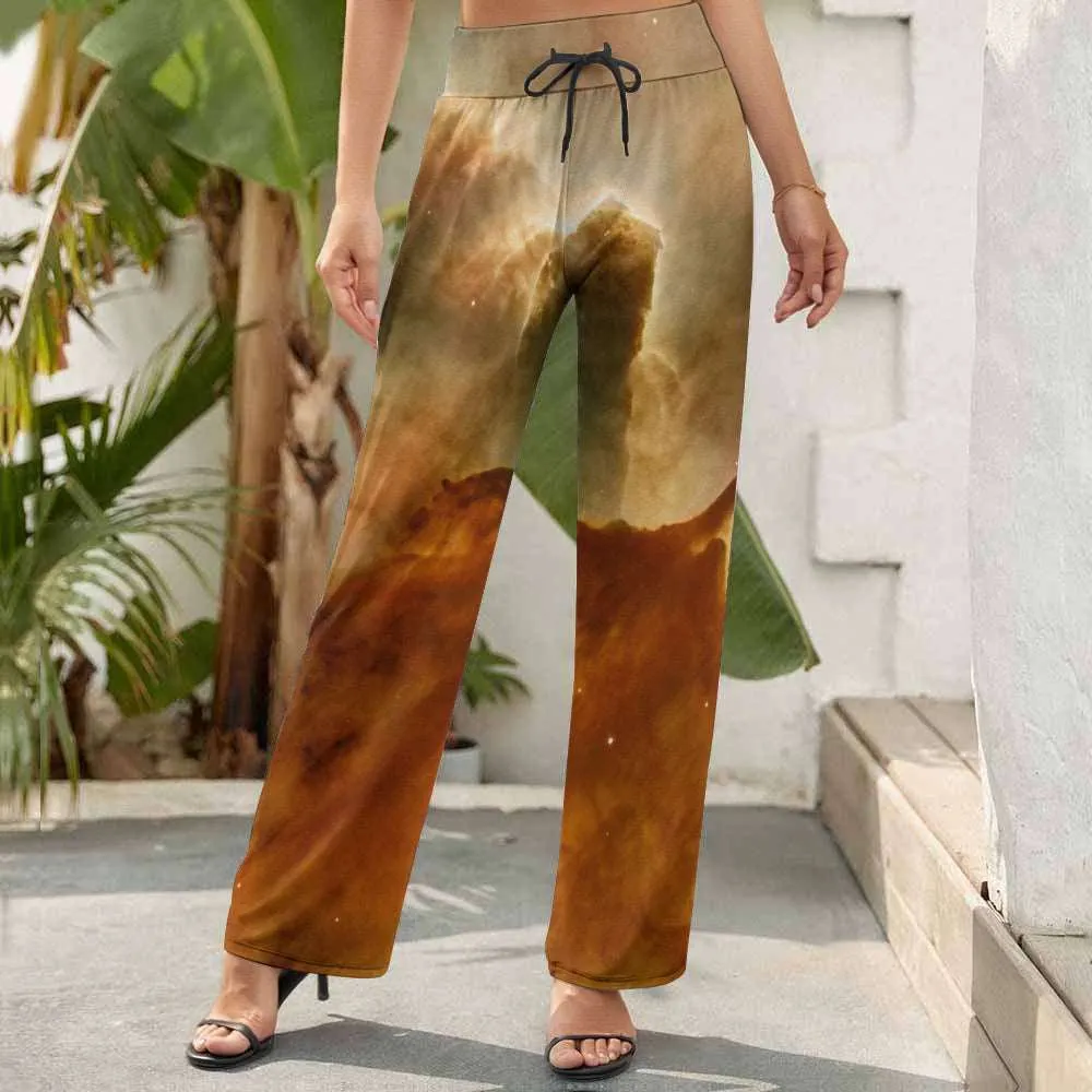 Brown Marble Women's Wide Leg Pants