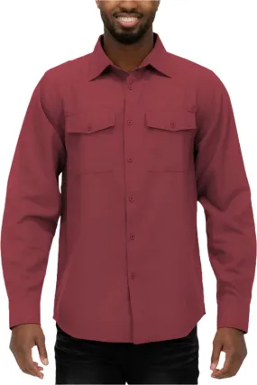 Burgundy Blank Brushed Long Sleeve Flannel Shirt Mens