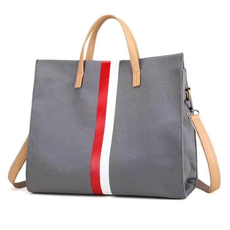 Canvas Stripe Tote Bag – Stylish Work & Shopping Handbag for Women