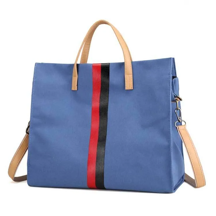 Canvas Stripe Tote Bag – Stylish Work & Shopping Handbag for Women