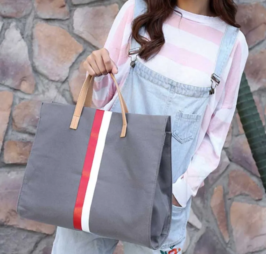 Canvas Stripe Tote Bag – Stylish Work & Shopping Handbag for Women