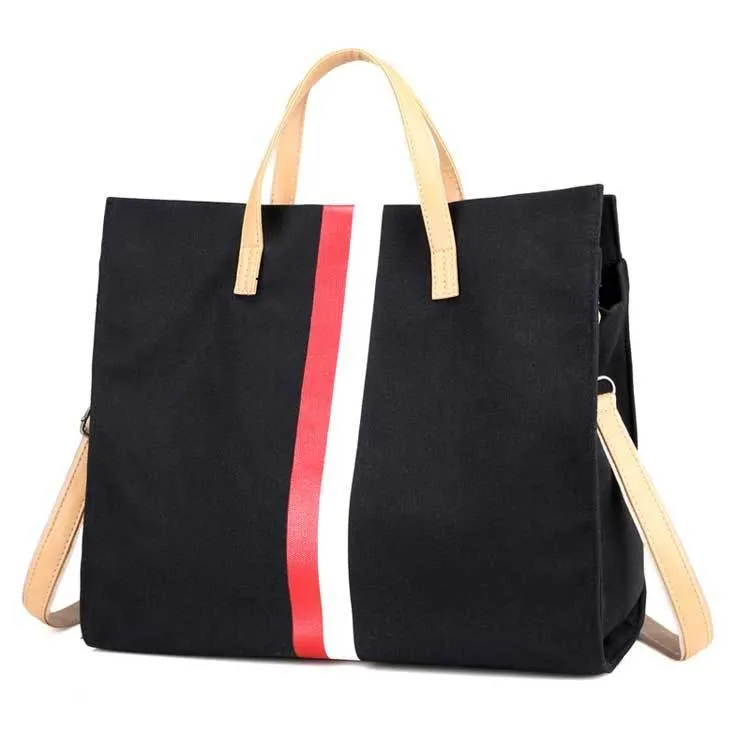 Canvas Stripe Tote Bag – Stylish Work & Shopping Handbag for Women