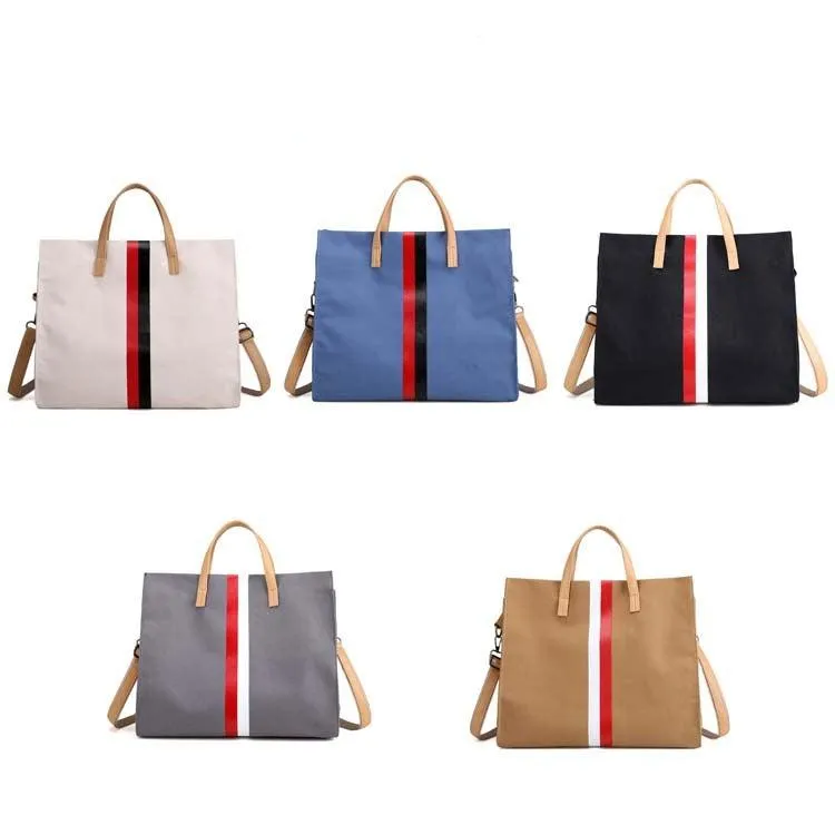 Canvas Stripe Tote Bag – Stylish Work & Shopping Handbag for Women