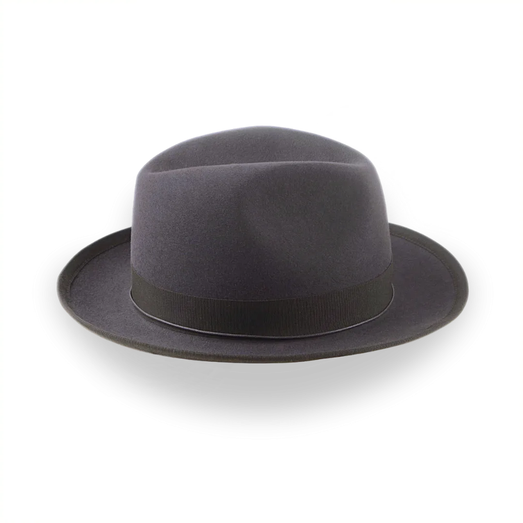 Caribou Grey Snap Brim Fedora Hat for Men in Fur Felt | The Sebastian