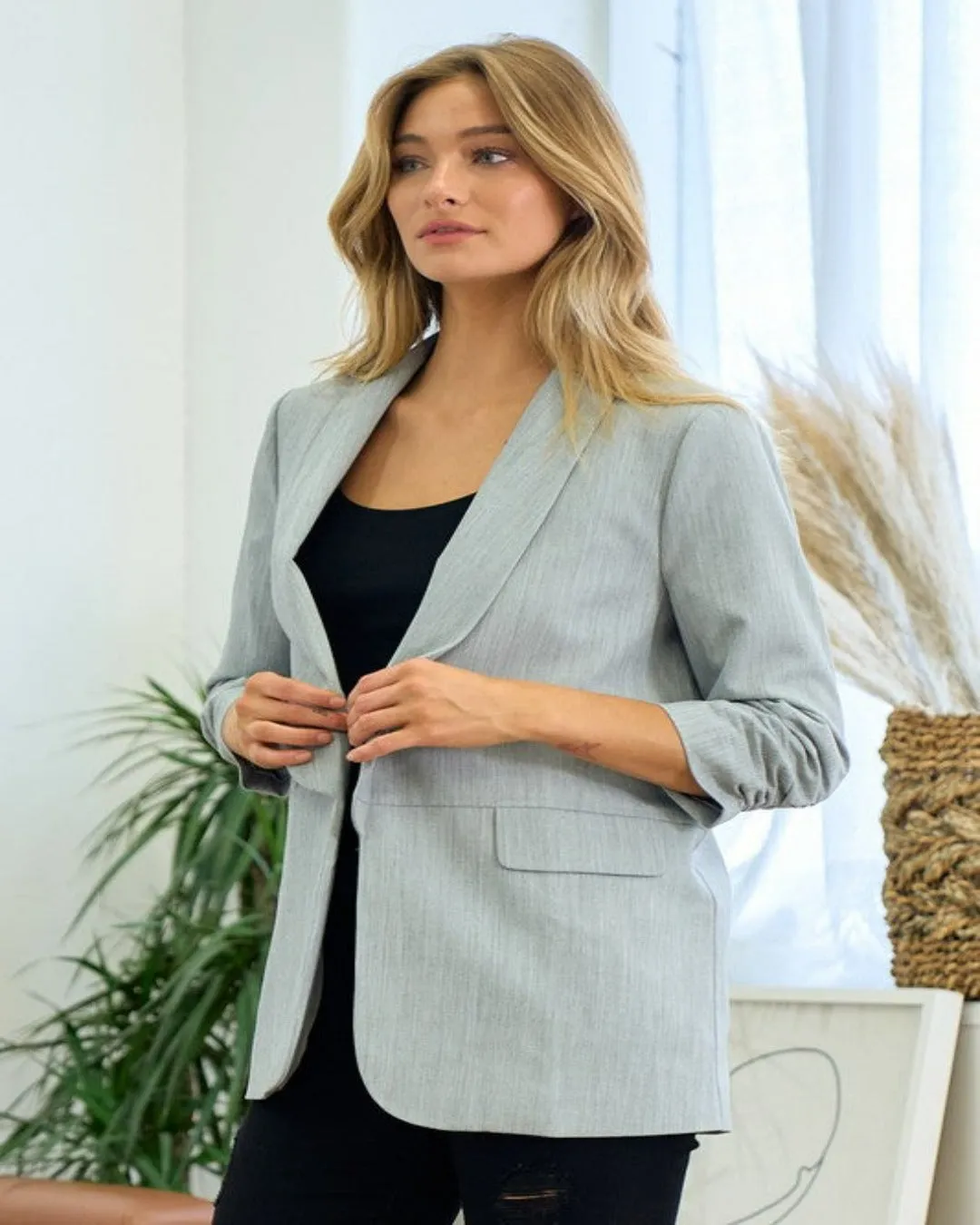 Cinched Sleeve Blazer