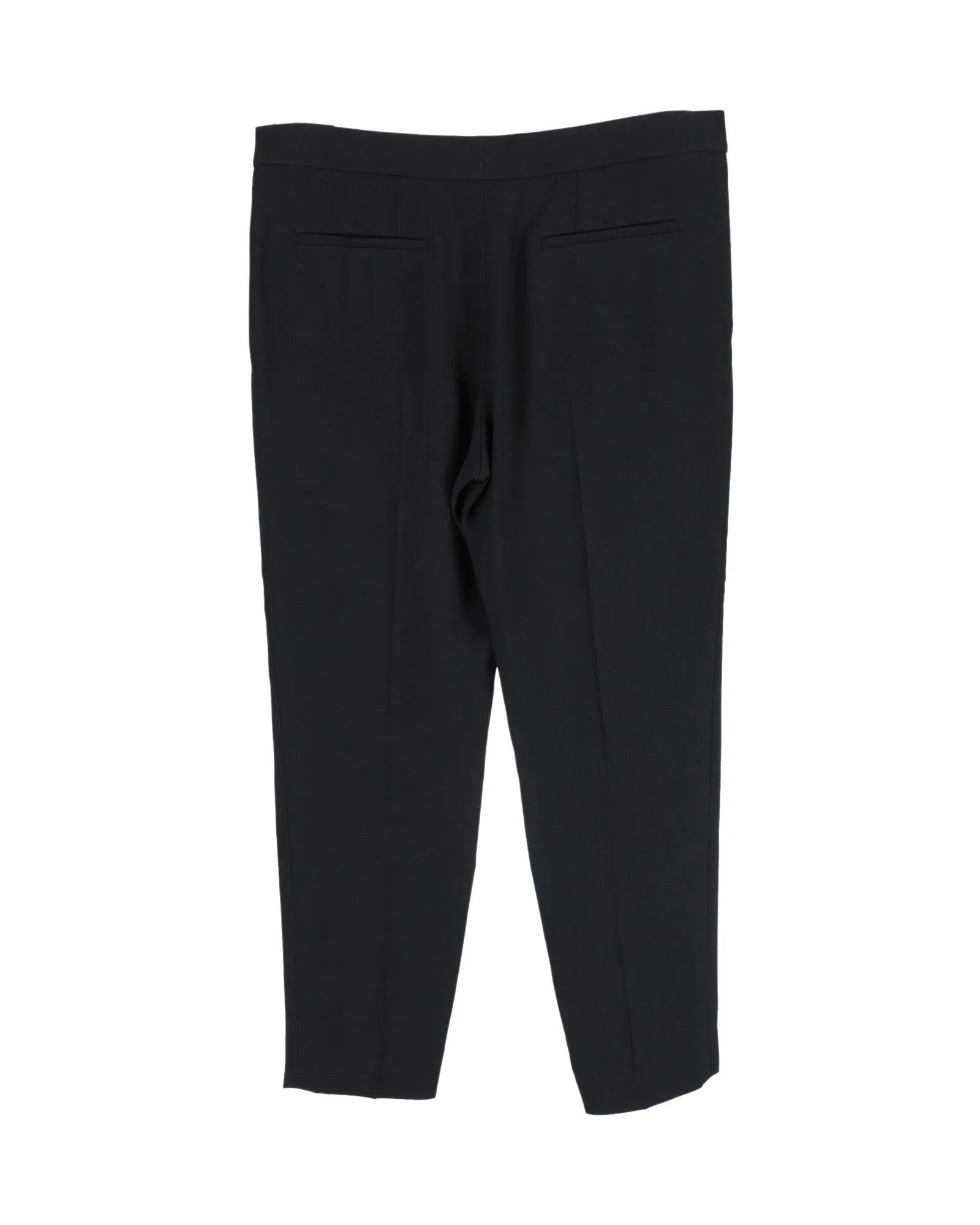 Classic Black Straight Leg Trousers in High-Quality Crepe Fabric