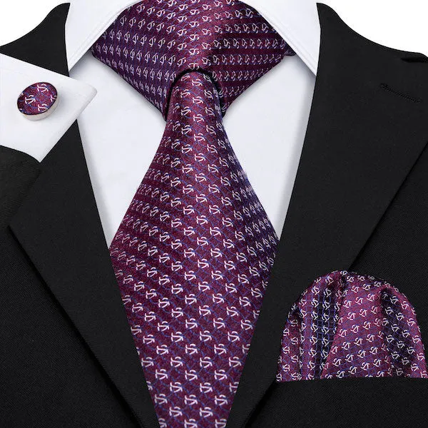 Classy Men Purple Linked Silk Necktie