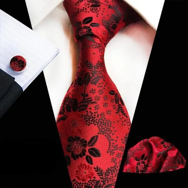 Classy Men Red Floral Silk Tie