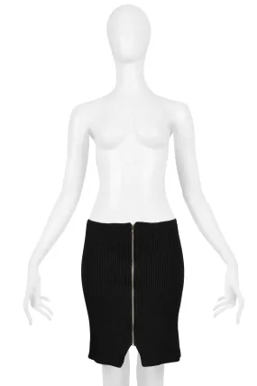 COMME DES GARÇONS BLACK RIBBED KNIT SKIRT W ZIPPER