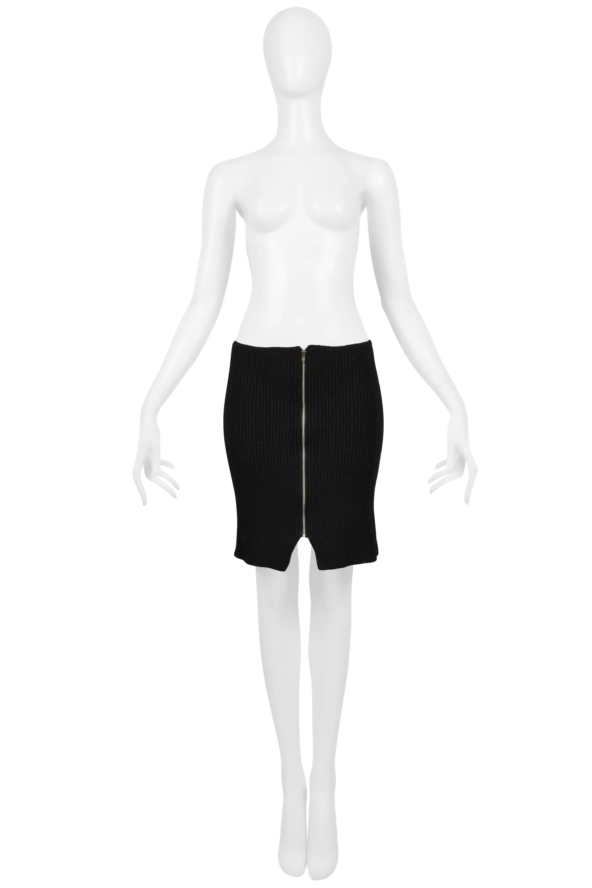 COMME DES GARÇONS BLACK RIBBED KNIT SKIRT W ZIPPER