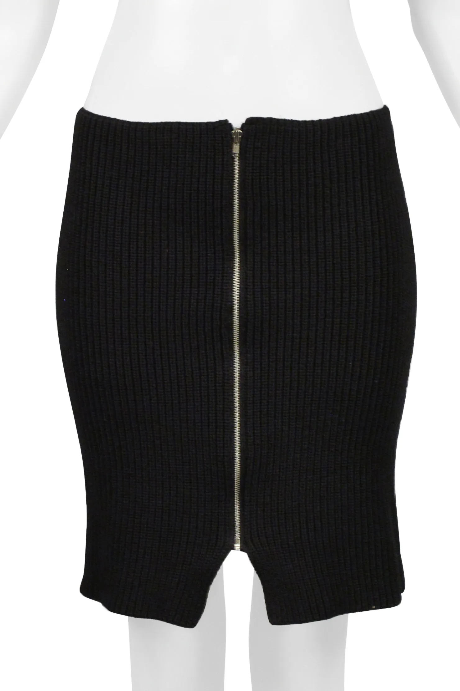 COMME DES GARÇONS BLACK RIBBED KNIT SKIRT W ZIPPER