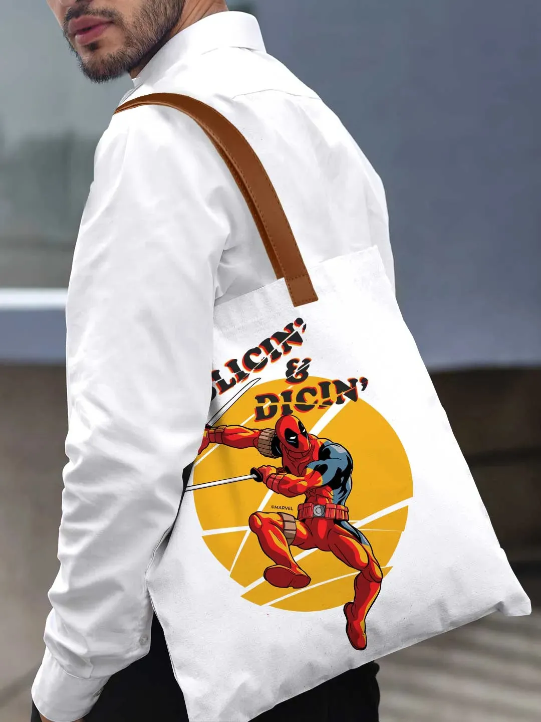 Deadpool Slicin and Dicin - Casual Tote Bag Canvas White Medium