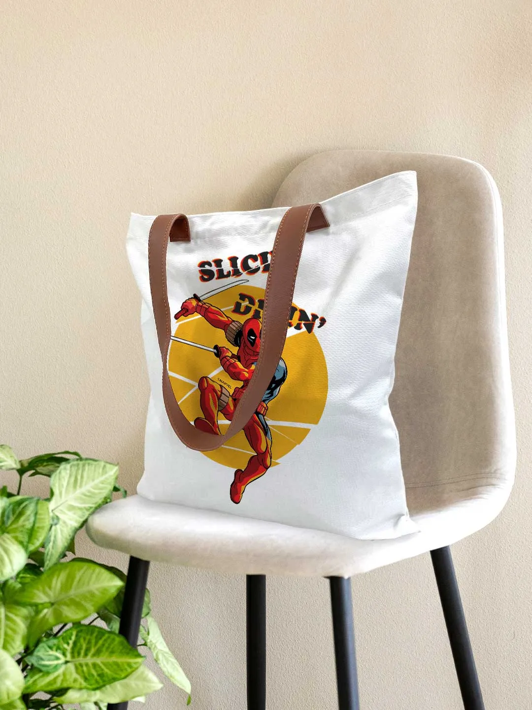 Deadpool Slicin and Dicin - Casual Tote Bag Canvas White Medium