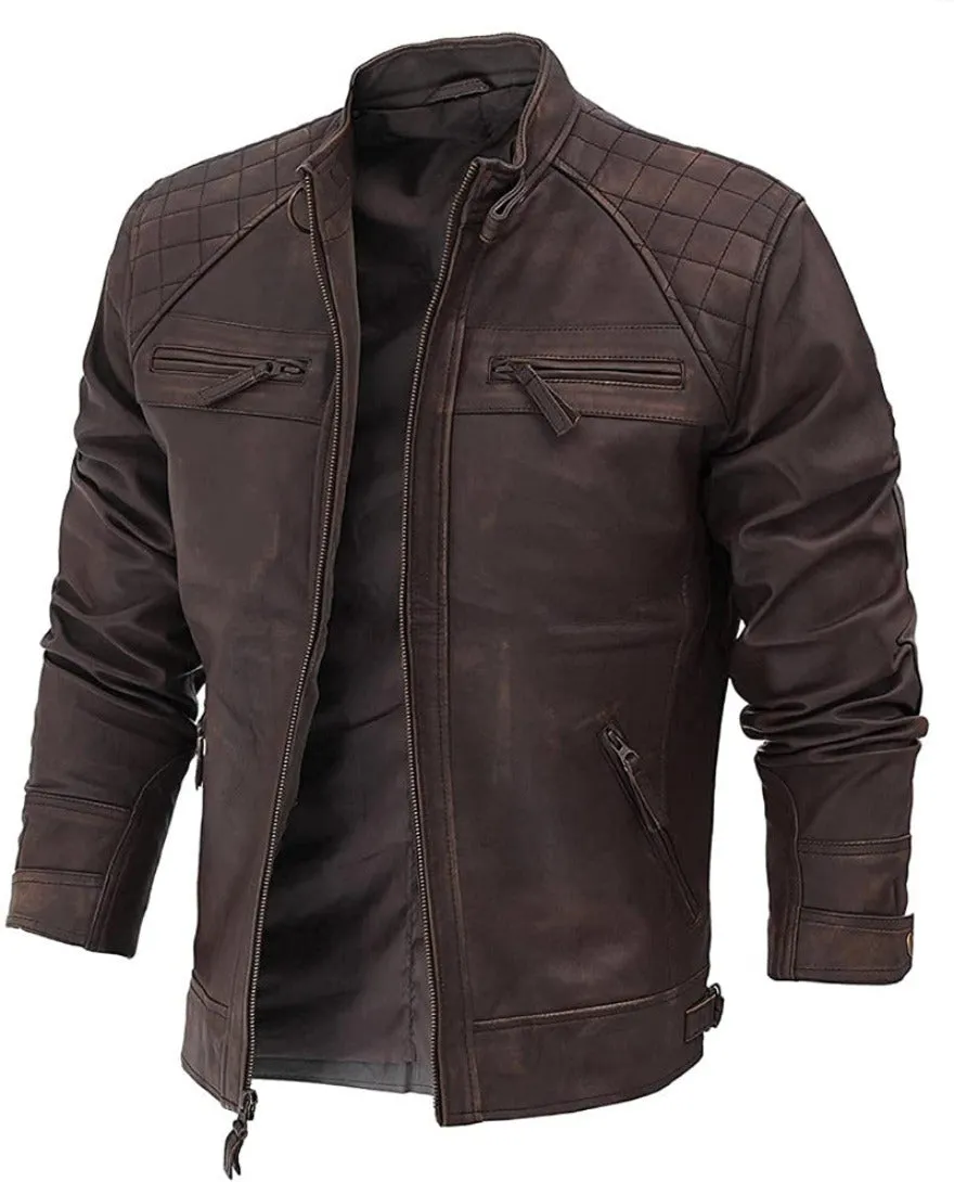 Distressed Cafe Racer Jacket