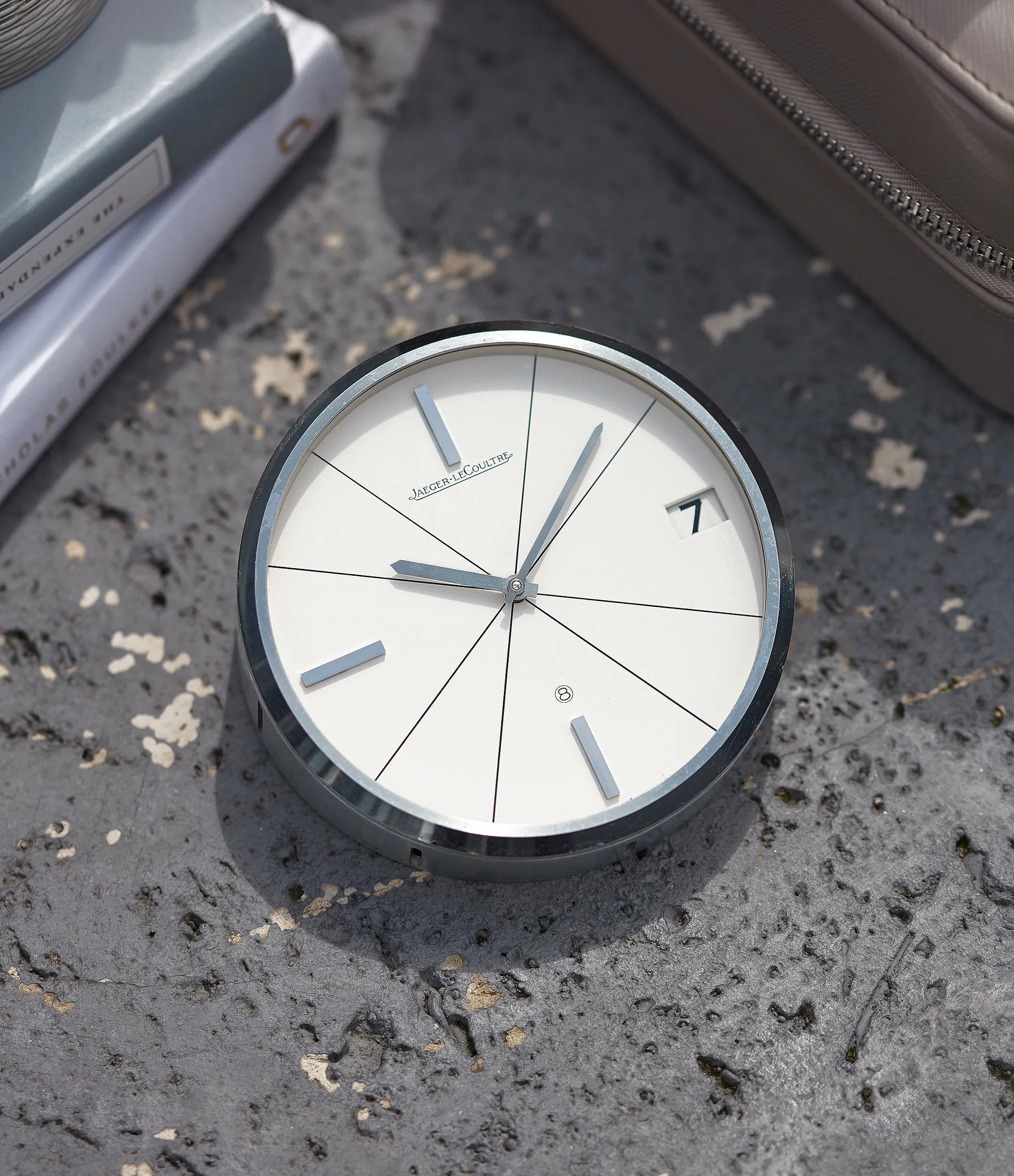 Eight-Day Desk Clock | White Chrome-plated Metal