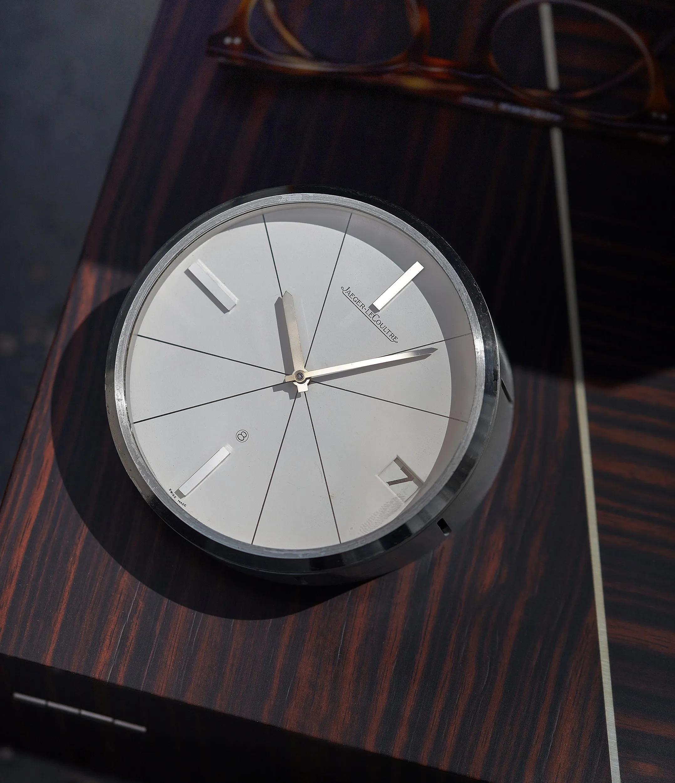 Eight-Day Desk Clock | White Chrome-plated Metal