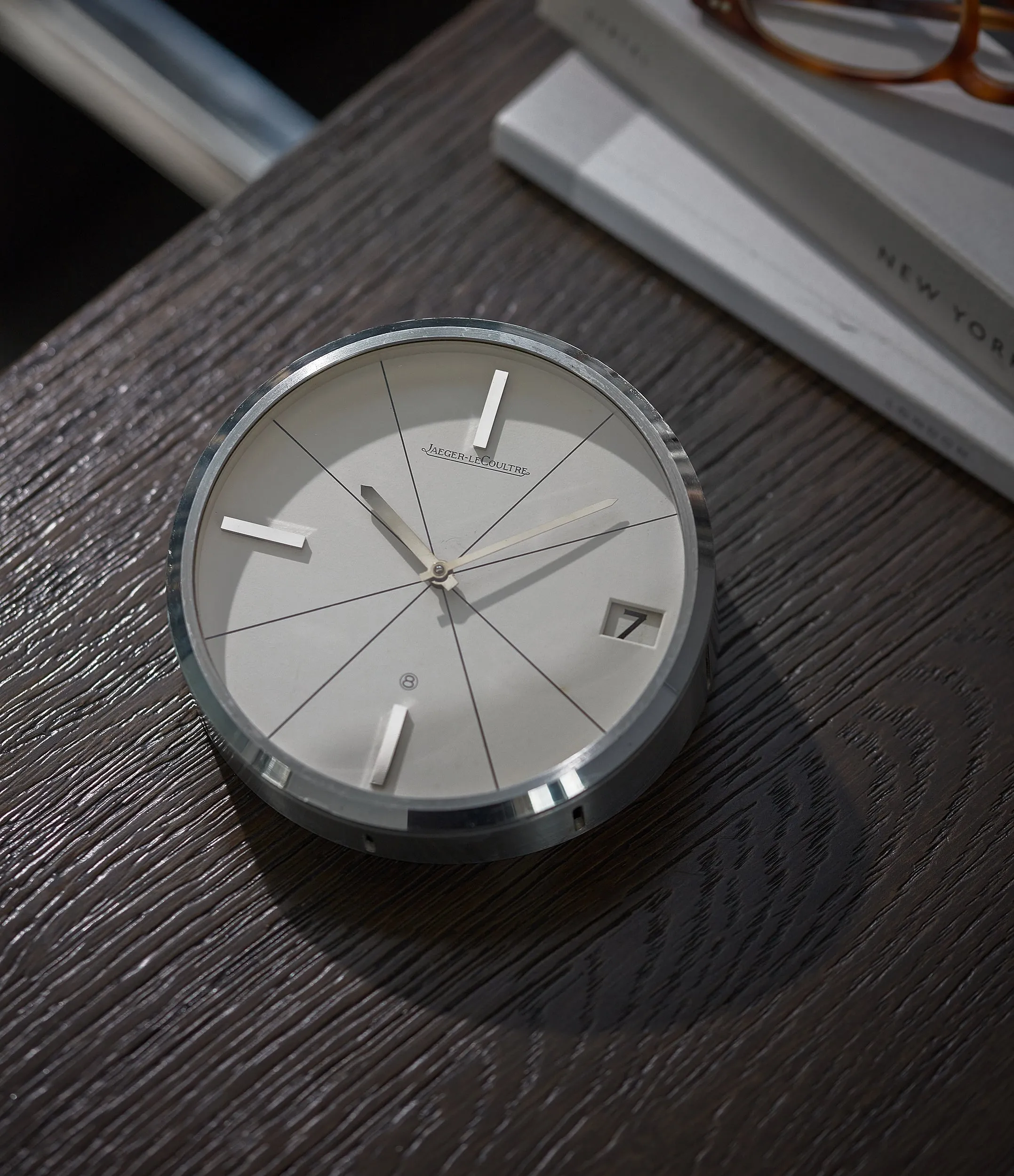 Eight-Day Desk Clock | White Chrome-plated Metal