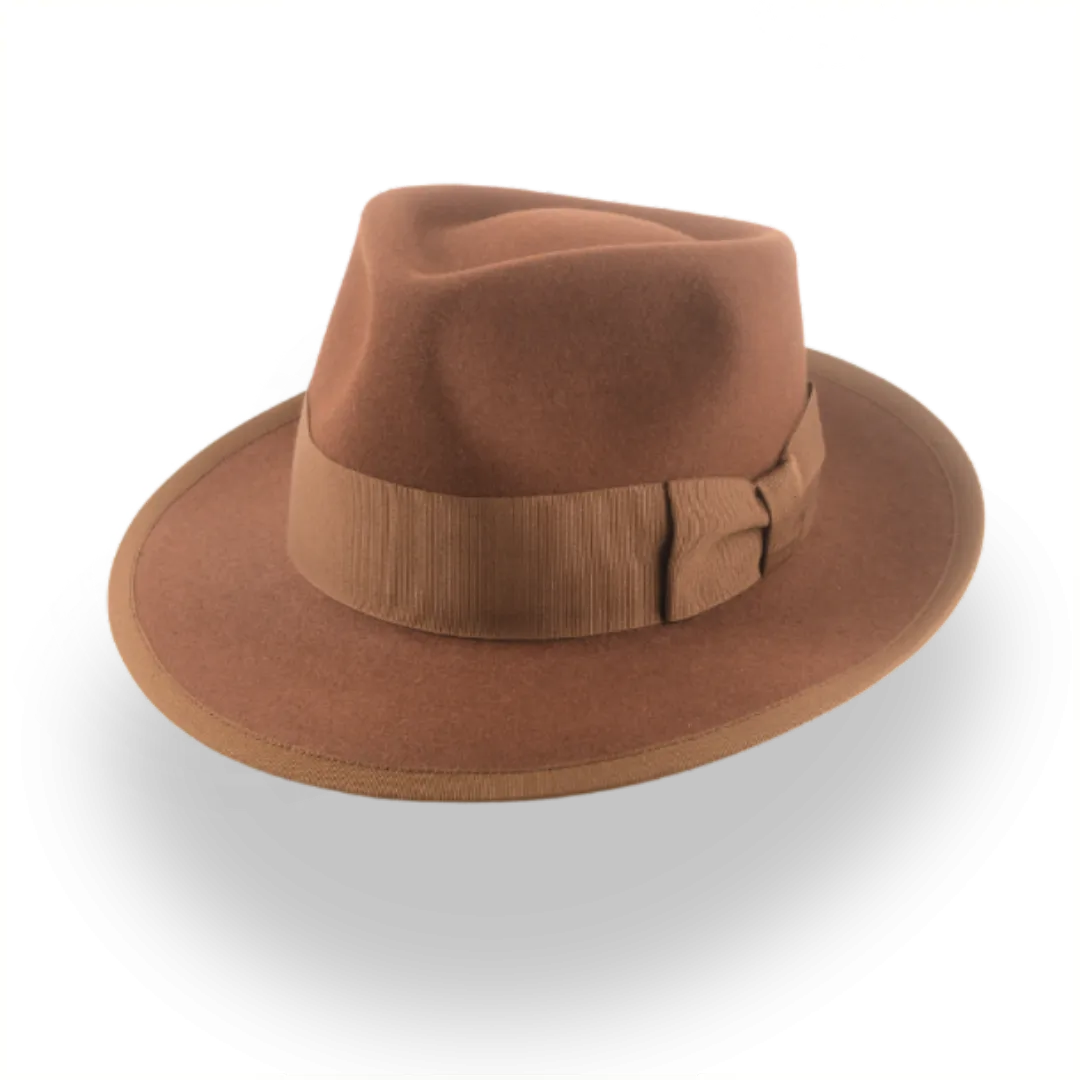 Elegant Brown Men's Fedora Hat with Teardrop Crown | The Knight