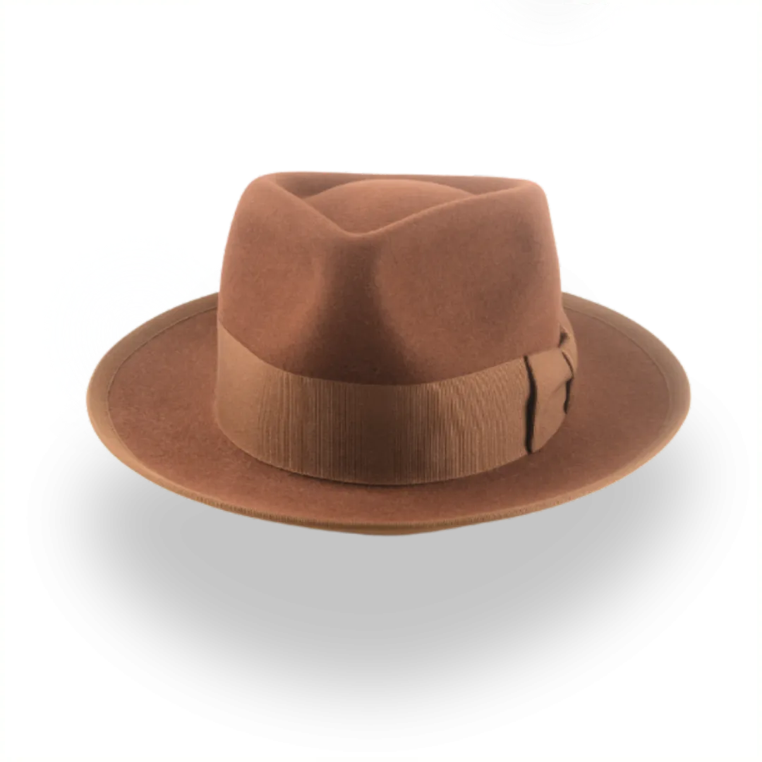 Elegant Brown Men's Fedora Hat with Teardrop Crown | The Knight