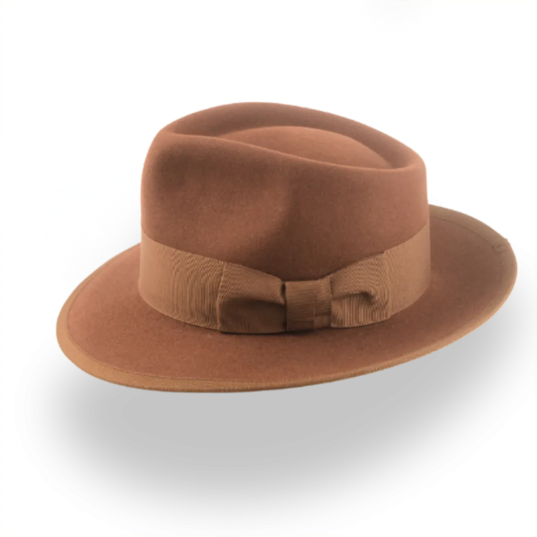 Elegant Brown Men's Fedora Hat with Teardrop Crown | The Knight