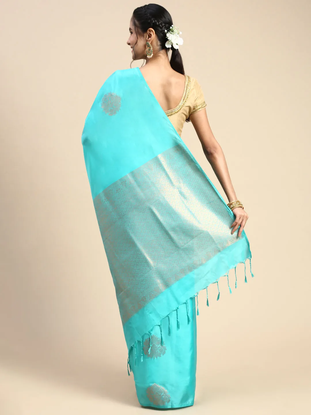 Elegant Semi Soft Silk Blue Colour Saree SS40