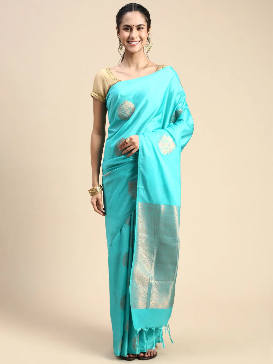 Elegant Semi Soft Silk Blue Colour Saree SS40