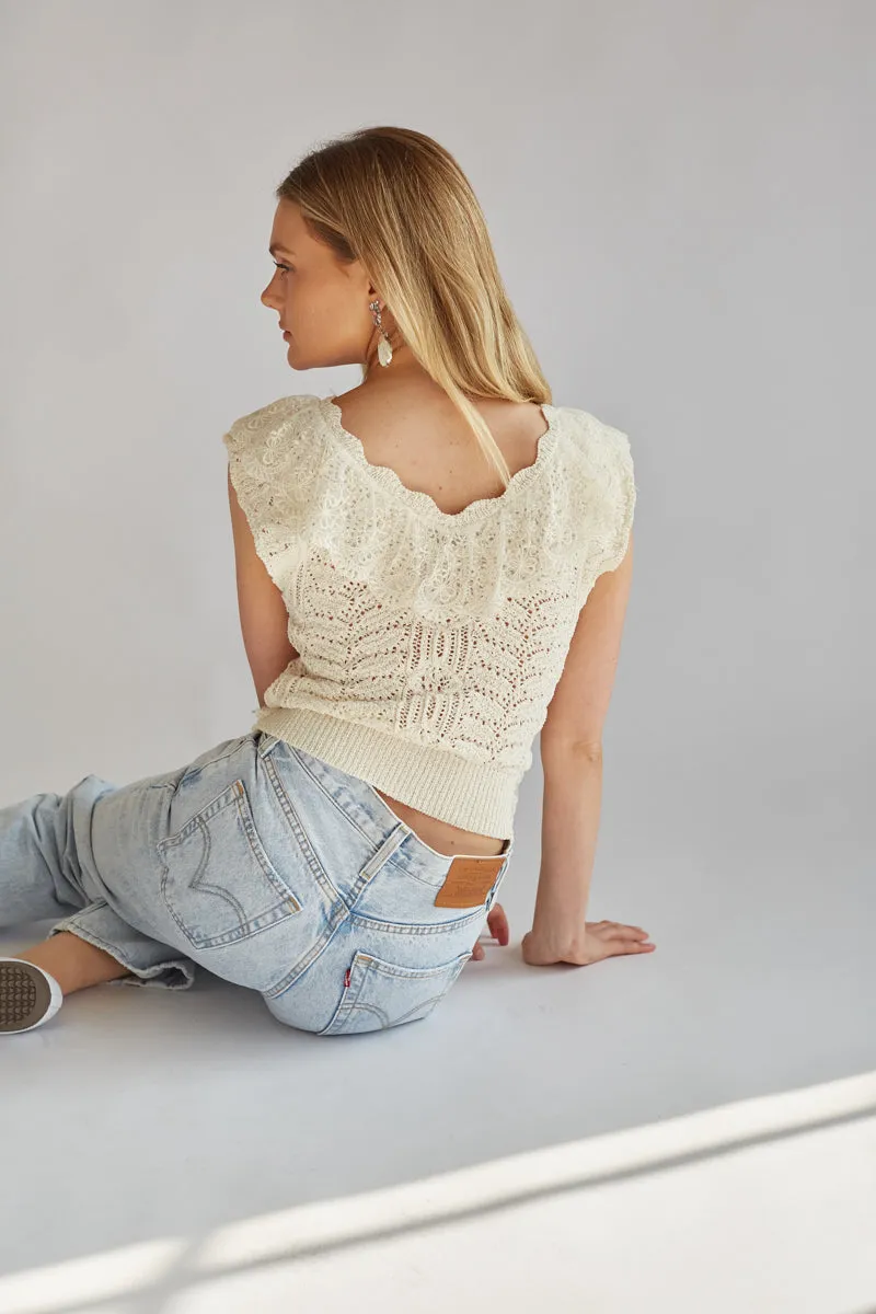 Elora Crochet Lace Trim Top