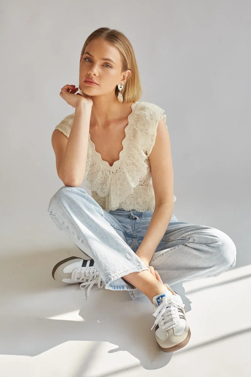 Elora Crochet Lace Trim Top