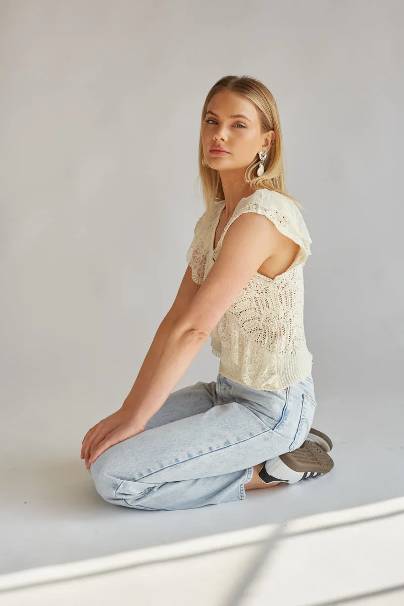 Elora Crochet Lace Trim Top