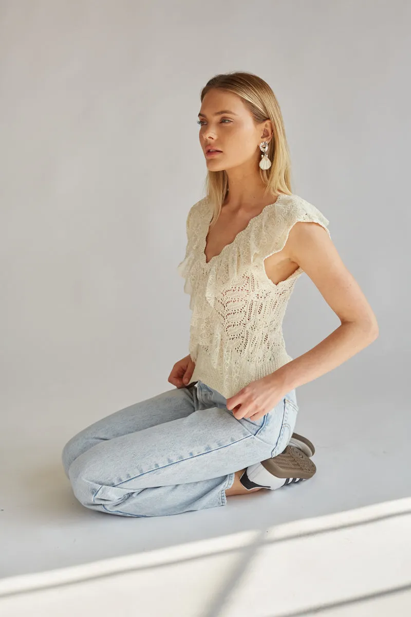 Elora Crochet Lace Trim Top