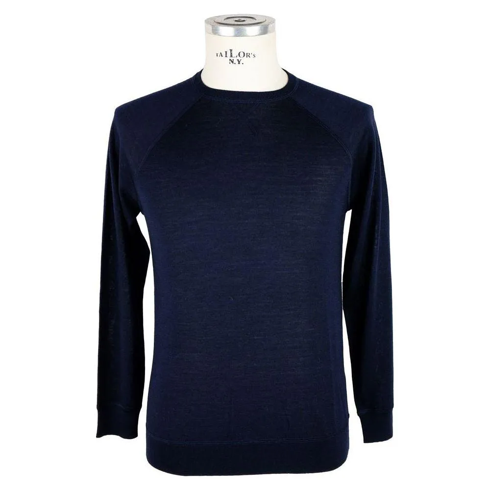 Emilio Romanelli Elegant Blue Cashmere Blend Crewneck Sweater