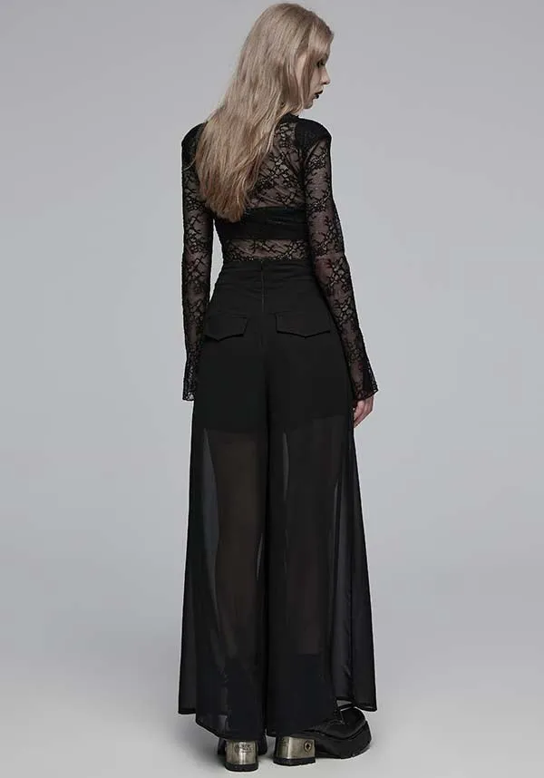 Everleigh Wide Leg | SHEER MID-HIGH PANTS**